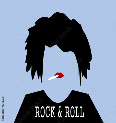 woman smoking and wearing rock and roll shirt
