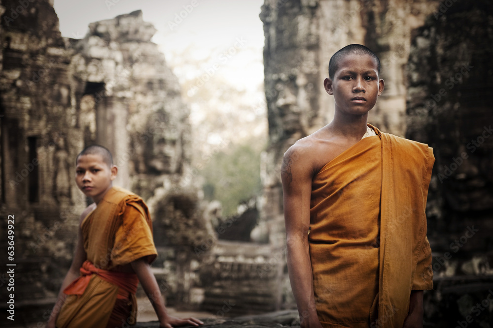 Contemplating Monks in Cambodia