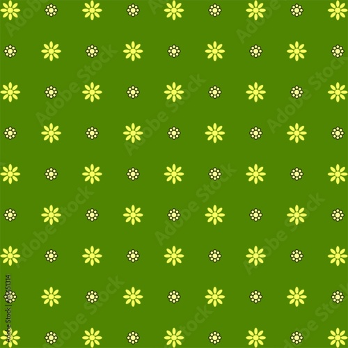 70s Seamless pattern wallpaper green polka flowers