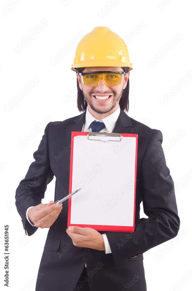 Businessman -builder with binder isolated on white Businessman -builder with binder isolated on white