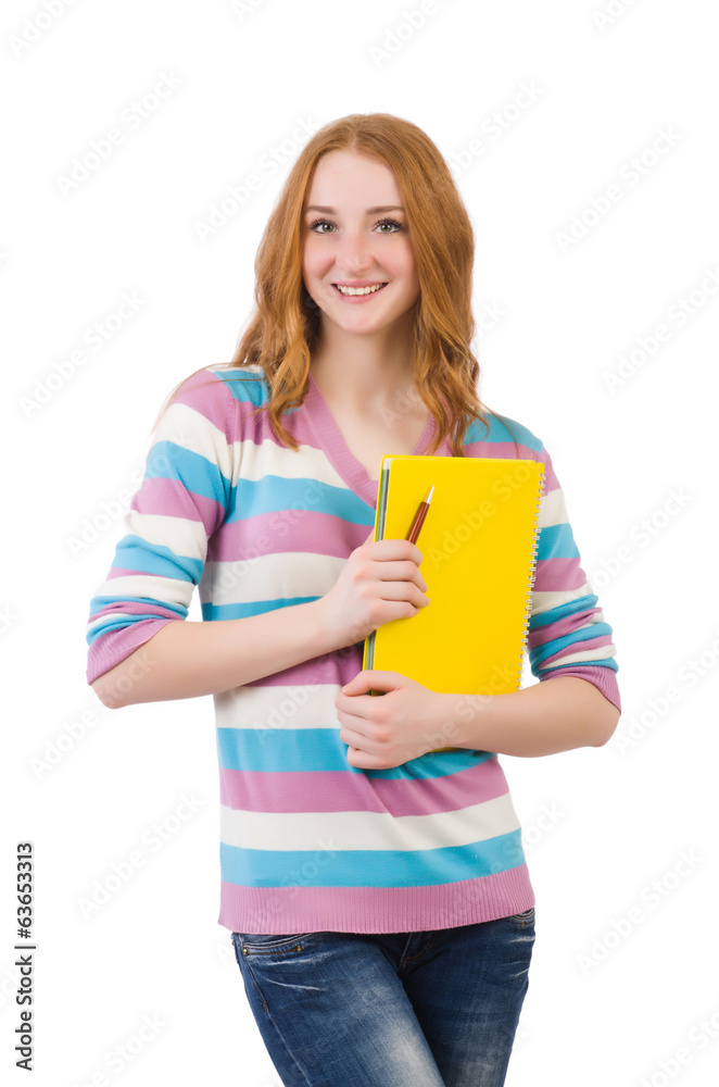 Young student with books isolated on white Young student with books isolated on white