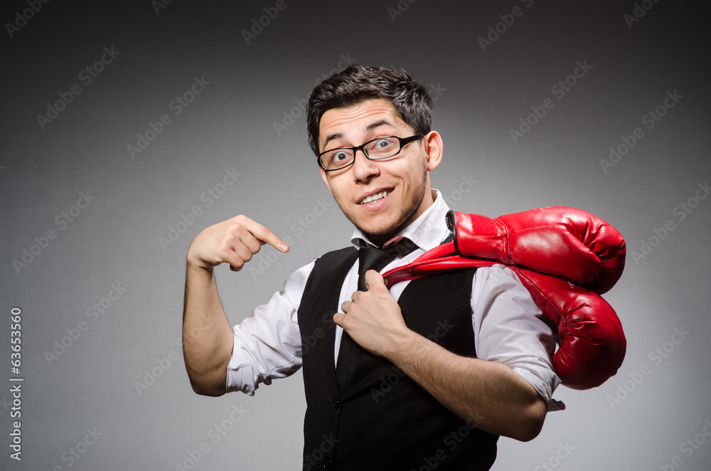 Funny boxer businessman in sport concept Funny boxer businessman in sport concept