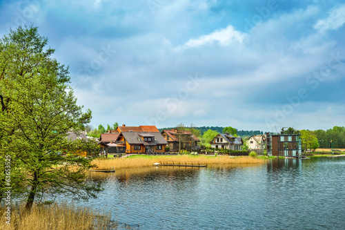 Houses on embankment of lake