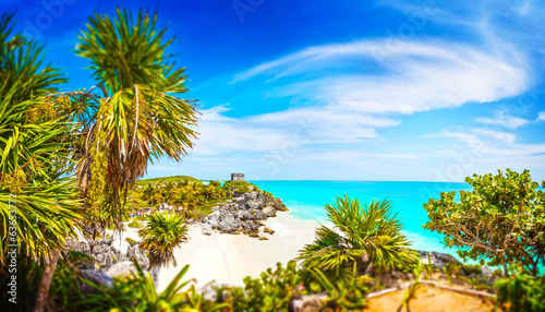 Mayan Ruins. Tulum Beach. Caribbean Paradise