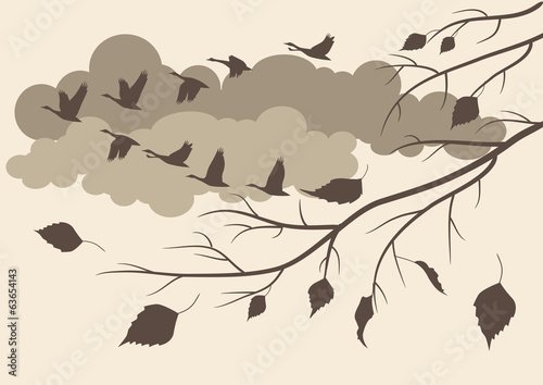 autumn. birds fly south