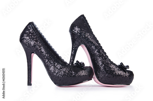 Black woman shoes isolated on white
