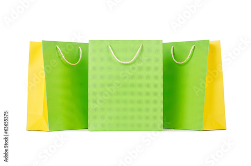 Colourful shopping bags isolated on white