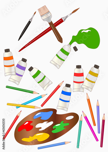 colori, matite e pennelli