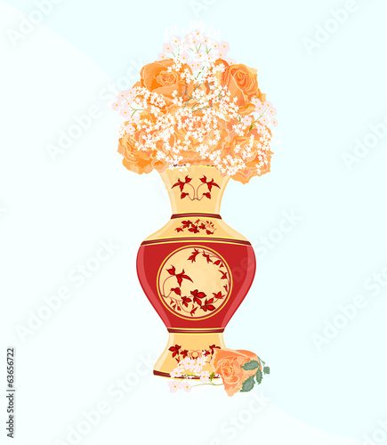 Vase with tea roses