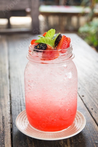 strawberry italian soda decorate with  strawberry