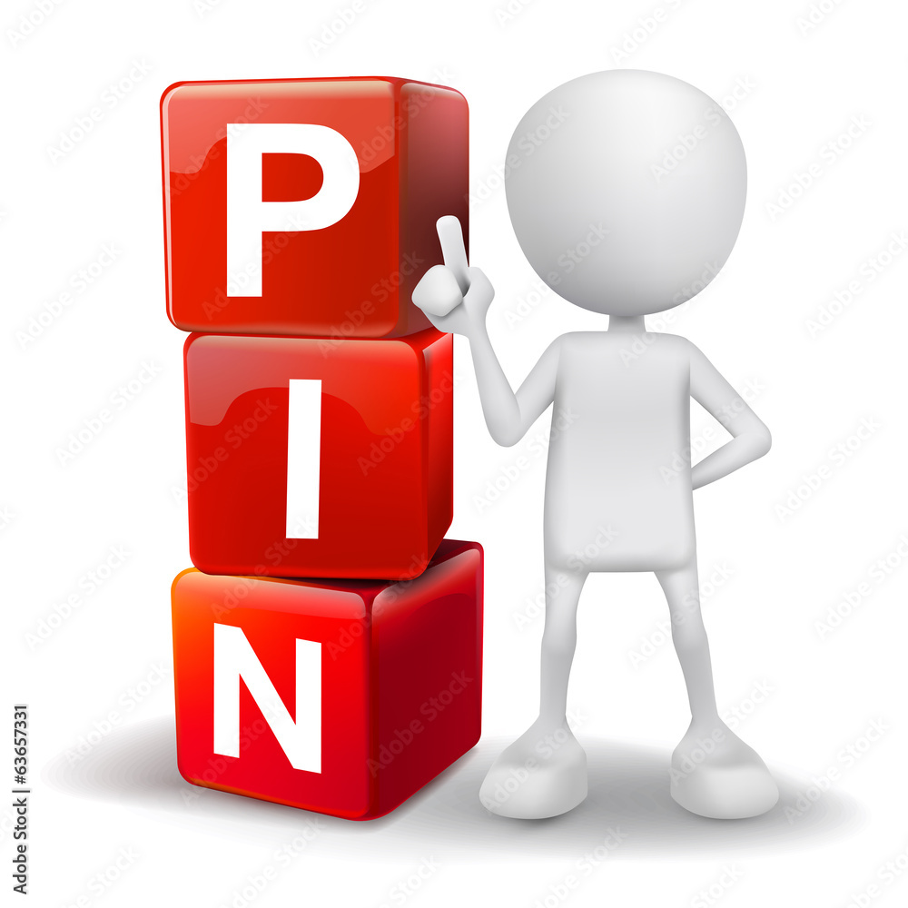 3d illustration of person with word PIN cubes 3d illustration of person with word PIN cubes