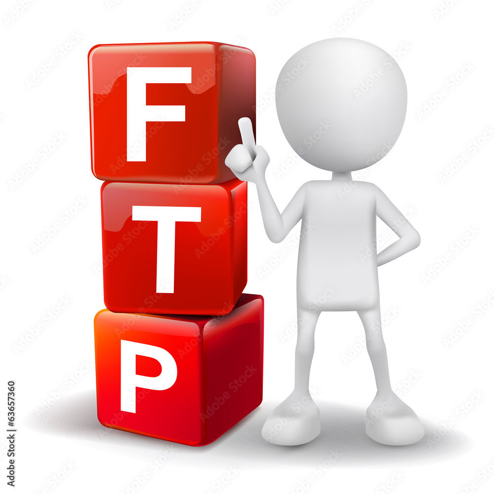 3d illustration of person with word FTP cubes 3d illustration of person with word FTP cubes