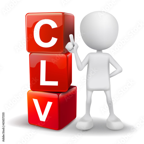 3d illustration of person with word CLV cubes