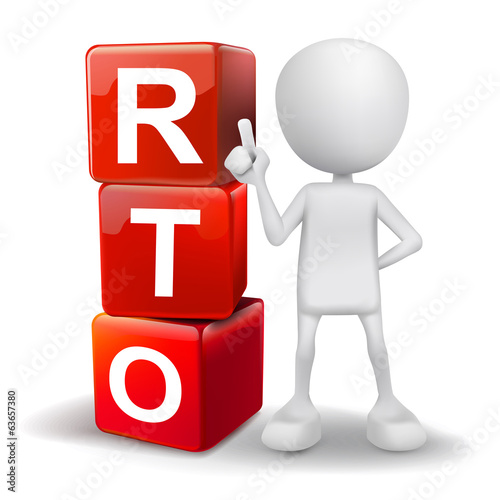 3d illustration of person with word RTO cubes photo