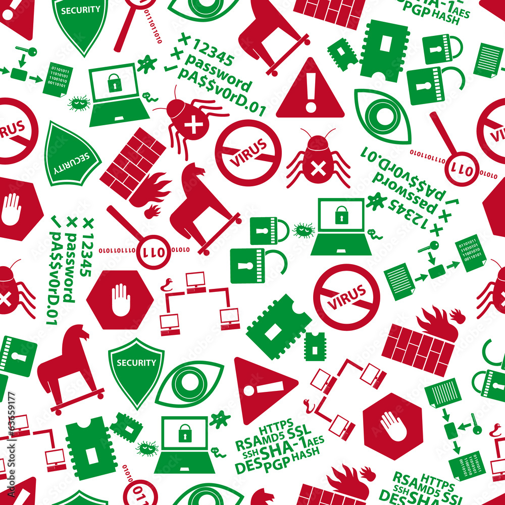 computer security icons red and green pattern eps10