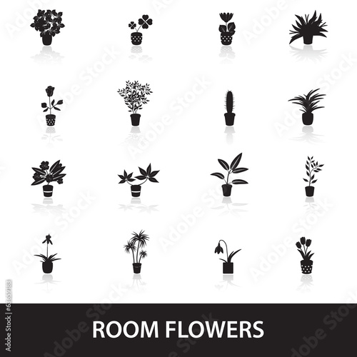 home houseplants and flowers in pot icons eps10 © martin951
