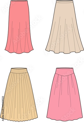 Vector illustration of women's long skirts
