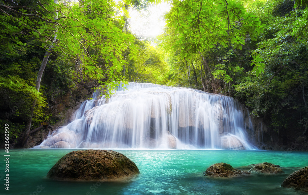 Fototapeta premium Tropical waterfall in Thailand, nature photography