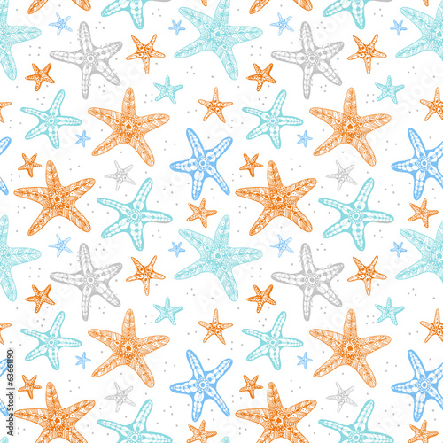 Seamless background with starfishes