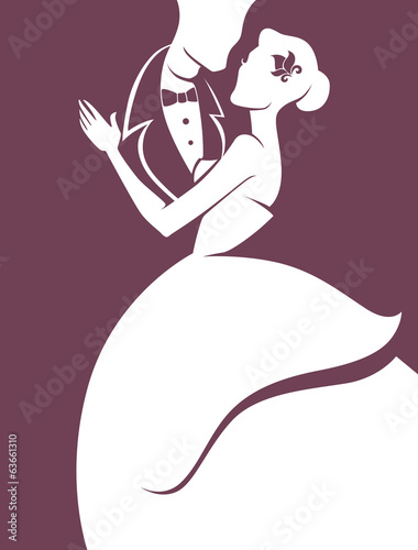 bride and groom, wedding card in elegant style