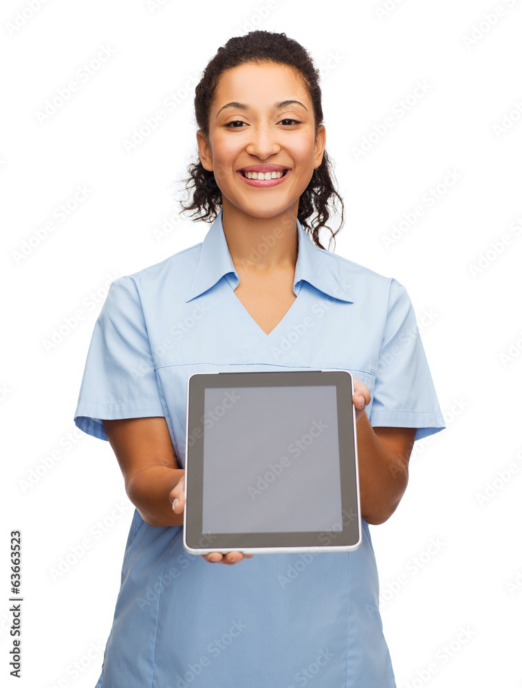 smiling female doctor or nurse with tablet pc smiling female doctor or nurse with tablet pc