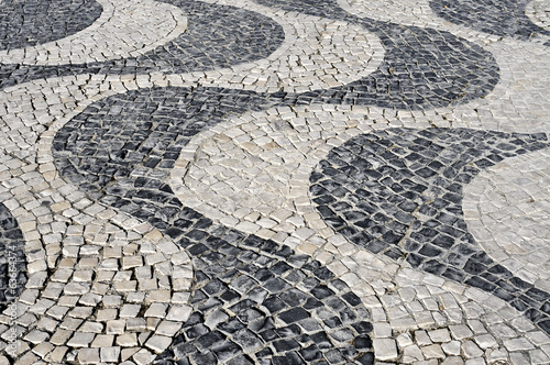 waves patterned portuguese pavement typical in Lisbon, Portugal