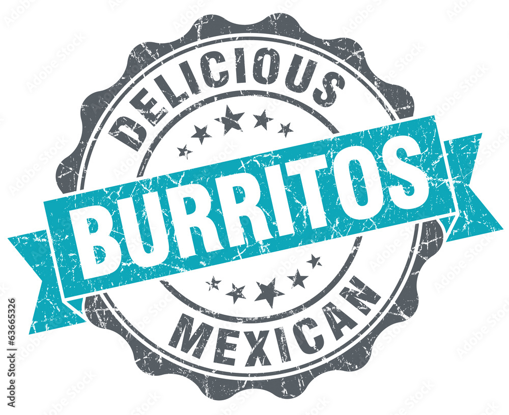 Obraz premium Delicious burritos turquoise grunge retro vintage isolated seal