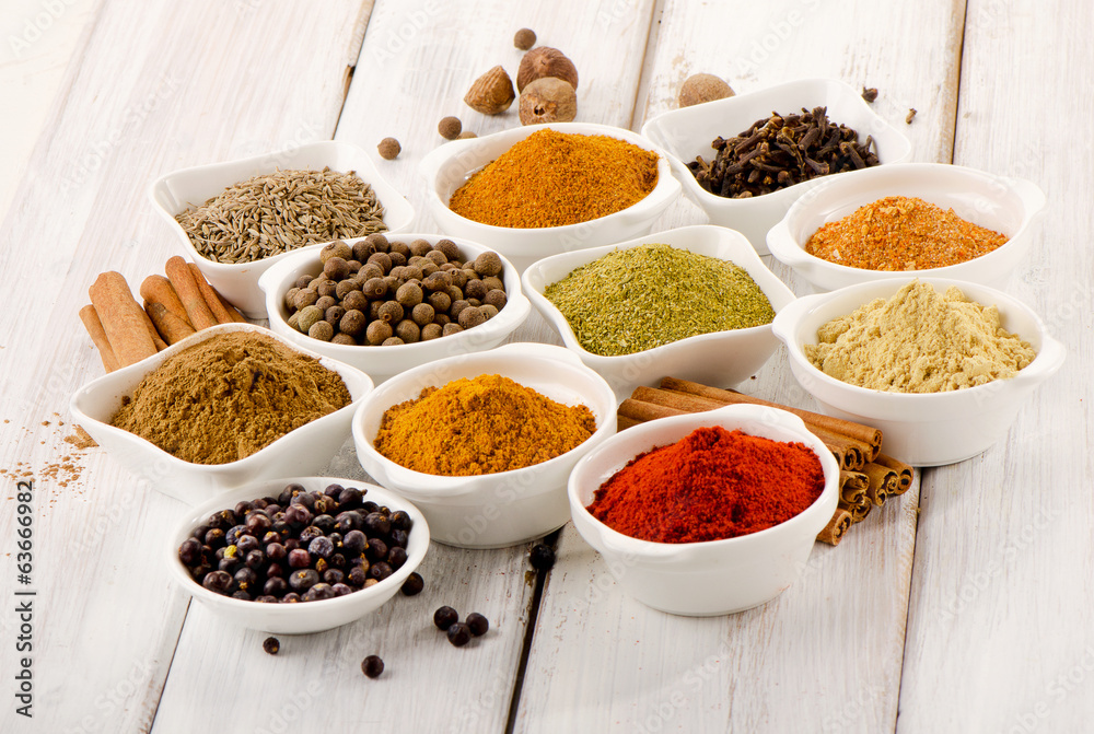 Assortment of powder spices