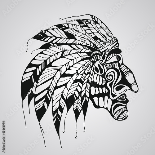 Vector Tattoo, Native American Indian chief