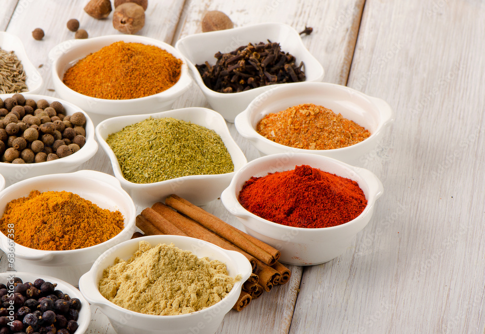 Assortment of powder spices