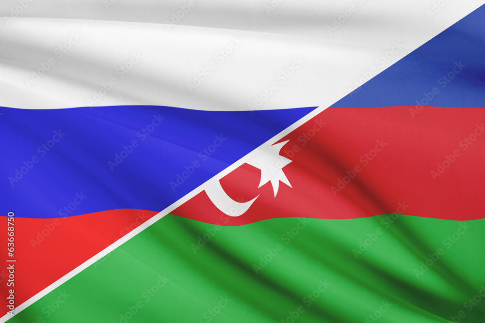 Series of ruffled flags. Russia and Azerbaijan. Series of ruffled flags. Russia and Azerbaijan.