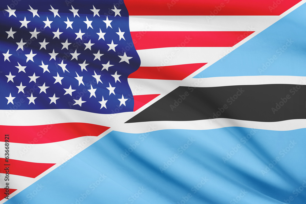 Series of ruffled flags. USA and Botswana. Series of ruffled flags. USA and Botswana.