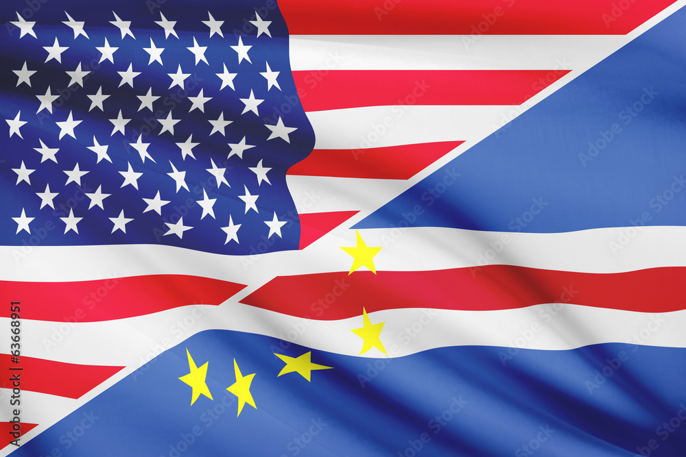 Series of ruffled flags. USA and Cape Verde. Series of ruffled flags. USA and Cape Verde.