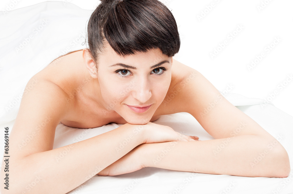 Naked female model at spa. Naked female model at spa.