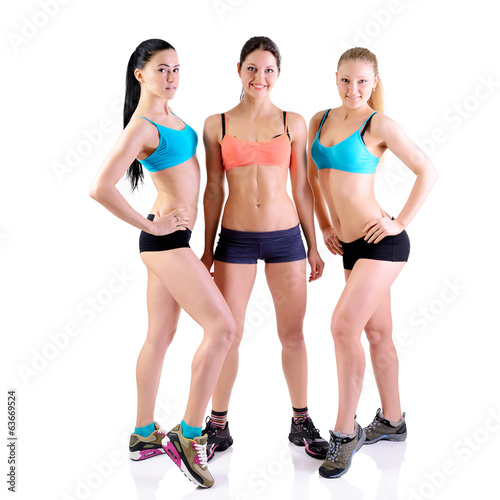 full length portrait of fitness girls, portrait sport young wome © Khorzhevska