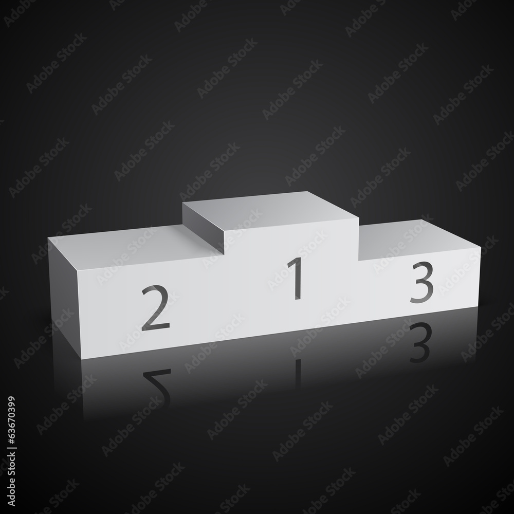 White sports winners podium on black