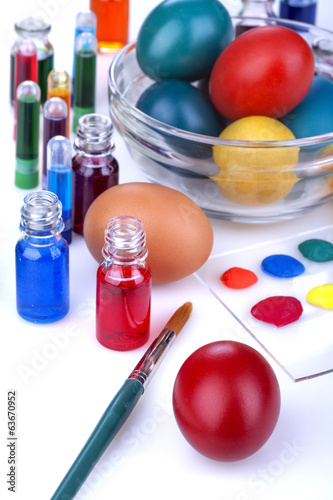 Traditional painting and coloring eggs to celebrate Easter