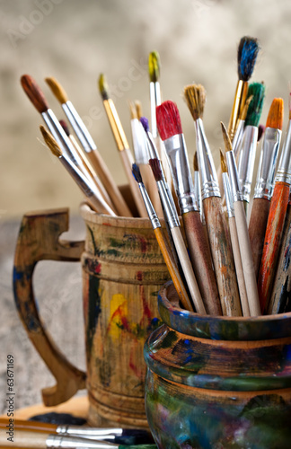 Paints and brushes