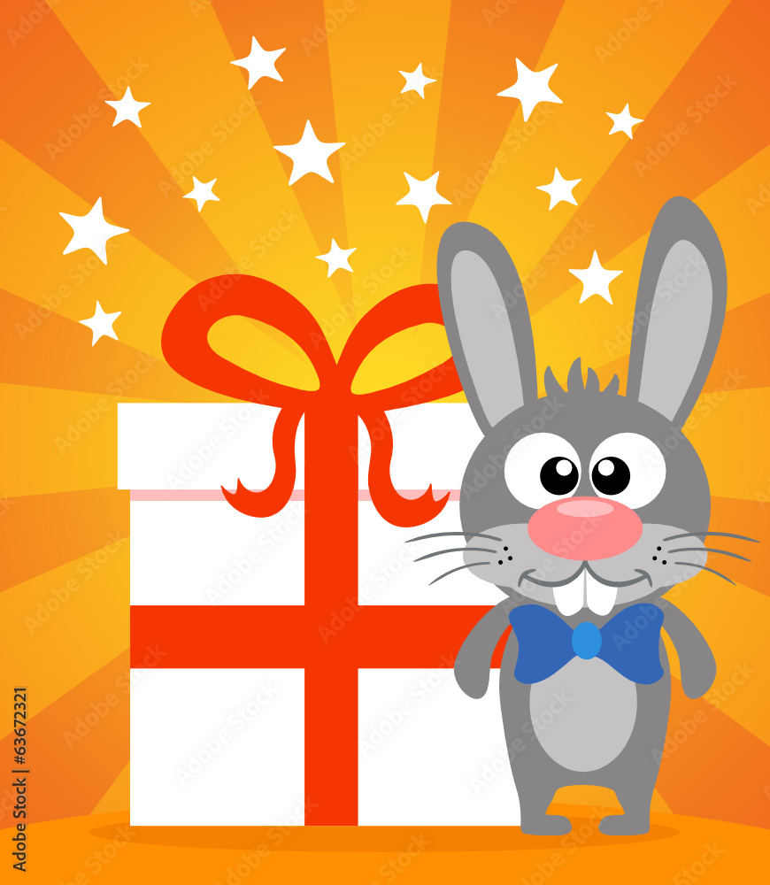 Holiday card with rabbit vector