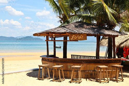 Beach bar with clear blue sky on Phayam island Thailand