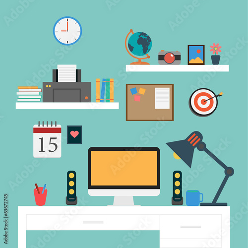 Vector Flat Office workstation