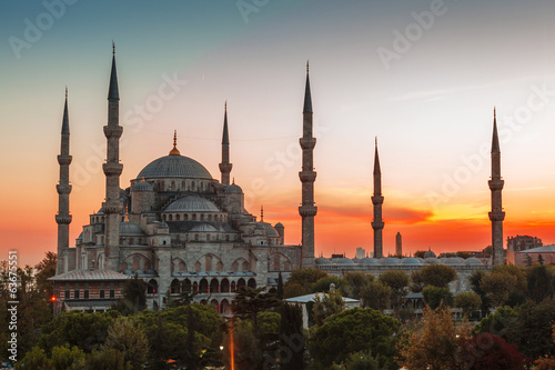 Blue Mosque in Istanbul, with sunset