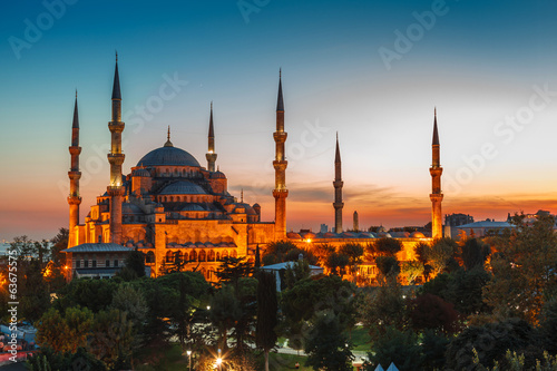 Blue Mosque in Istanbul, with sunset
