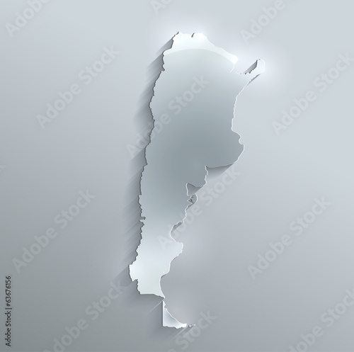Argentina map flag glass card paper 3D