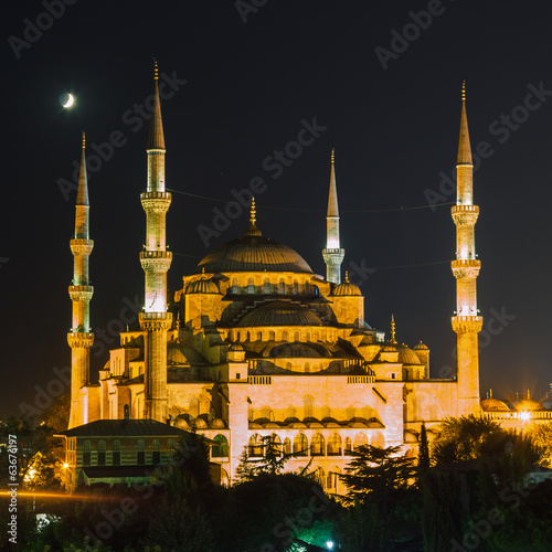 Blue Mosque in Istanbul, with sunset