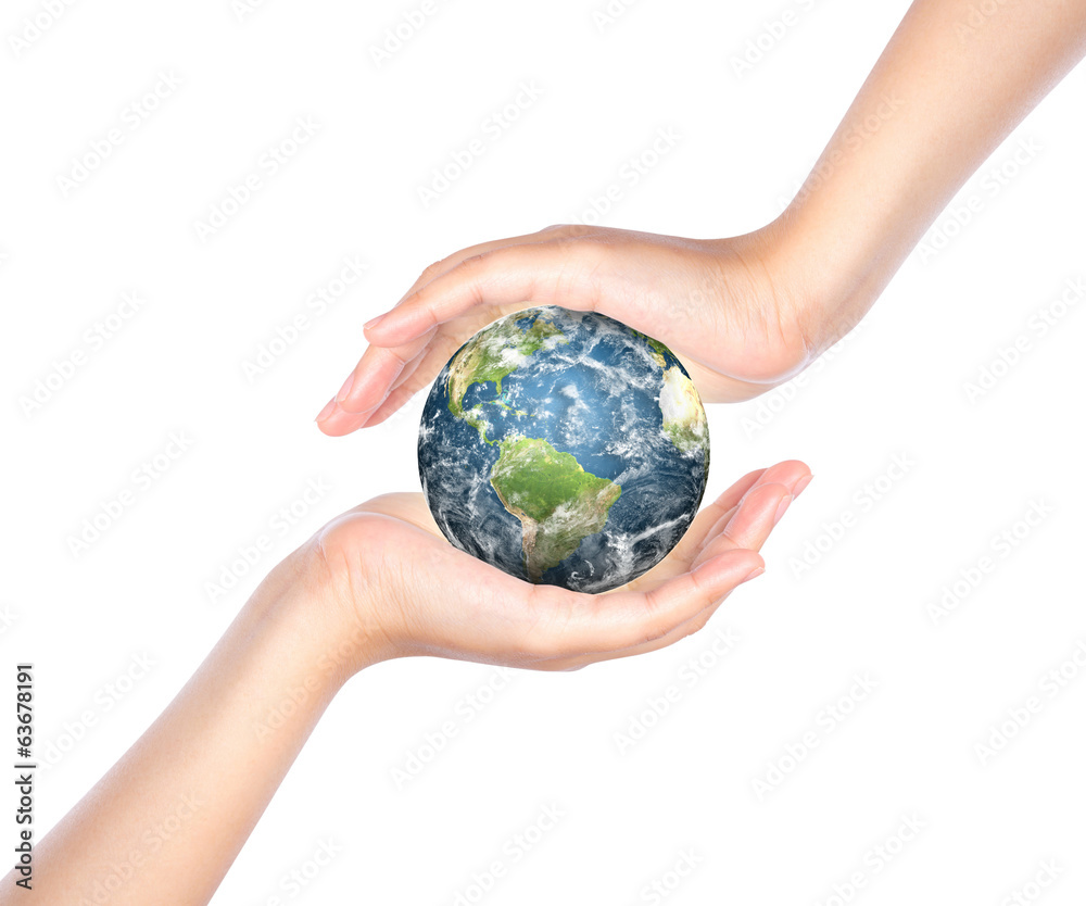 Hands with earth (Elements of this image furnished by NASA) Hands with earth (Elements of this image furnished by NASA)