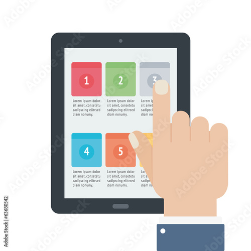 finger touch tablet app screen isolated