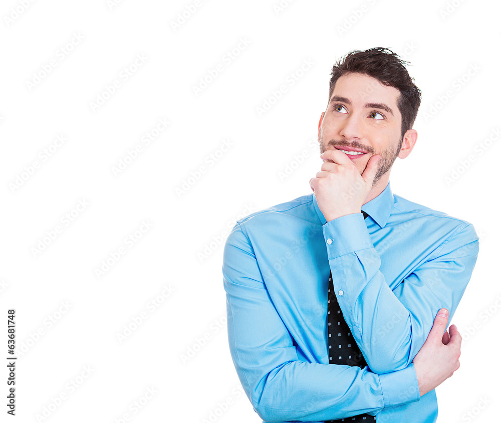 Happy daydreaming, thinking young business man Happy daydreaming, thinking young business man