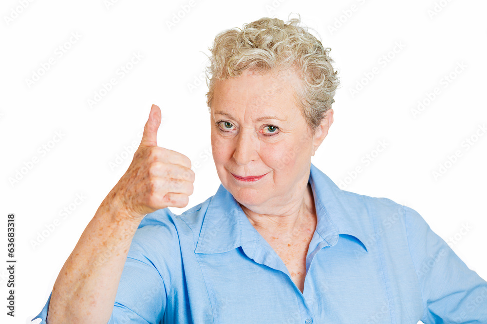 Senior, old woman giving thumbs up Senior, old woman giving thumbs up