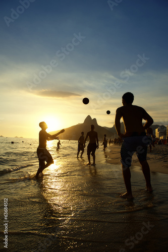 Brazilians Playing Sunset Altinho Futebol Beach Football